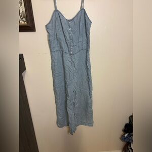 Light Blue Button-Front Jumpsuit
